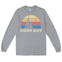 Heather Grey Coos Bay Or Vintage Sailboat 70S Throwback Sunset Long Sleeve Tee - minhPixels