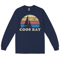 Coos Bay Or Vintage Sailboat 70s Throwback Sunset Long Sleeve Tee | Teevron