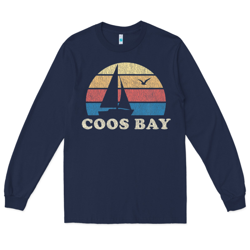 Coos Bay Or Vintage Sailboat 70s Throwback Sunset Long Sleeve Tee by minhPixels | Teevron