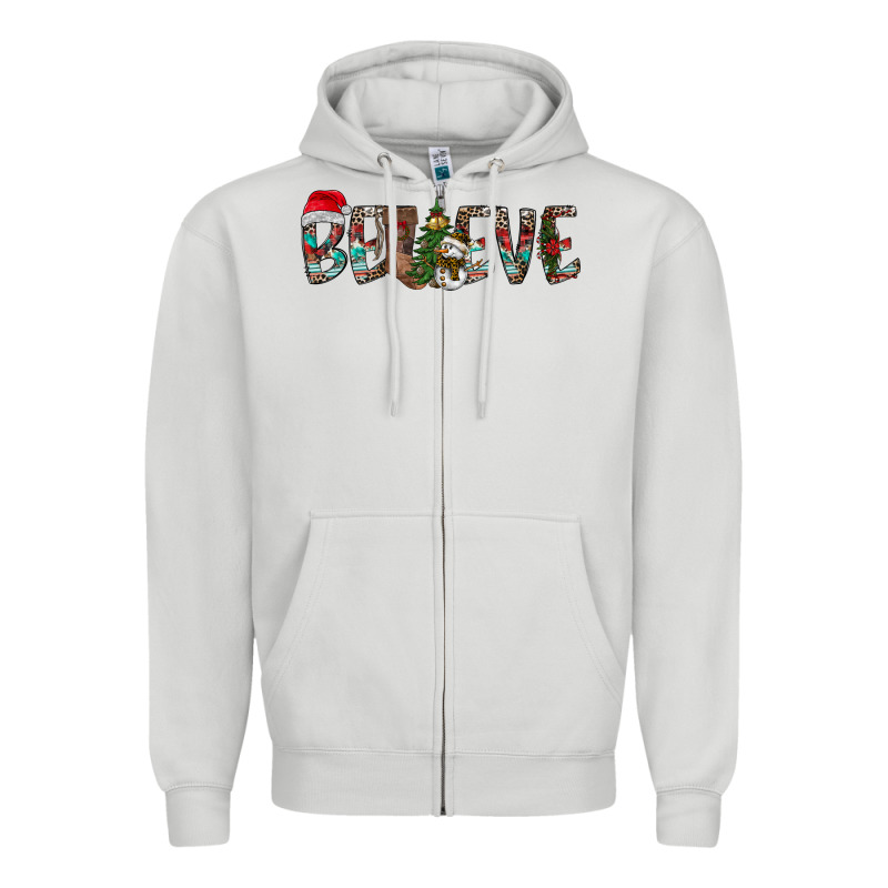Believe Christmas Zipper Hoodie by CowhideDigitalArt | Teevron