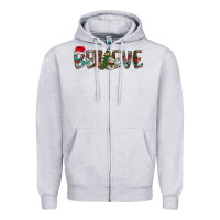 Heather Grey Believe Christmas Zipper Hoodie - CowhideDigitalArt