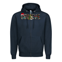 Navy Believe Christmas Zipper Hoodie - CowhideDigitalArt