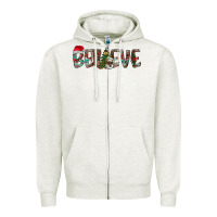 Oatmeal Heather Believe Christmas Zipper Hoodie - CowhideDigitalArt