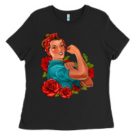 Black hispanic strong woman with roses Ladies Tee - Jasminsmagicworld