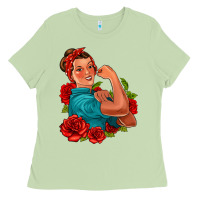 Matcha hispanic strong woman with roses Ladies Tee - Jasminsmagicworld
