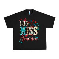 Black Little miss America 4th of july Urban Heavy Tee - HowdyJamesFarm