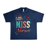 Navy Little miss America 4th of july Urban Heavy Tee - HowdyJamesFarm