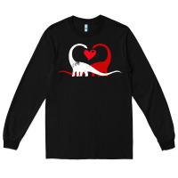Black funny hearts love dinosaur valentine s day gift boys girls Long Sleeve Tee - minhPixels