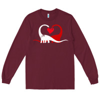 Burgundy funny hearts love dinosaur valentine s day gift boys girls Long Sleeve Tee - minhPixels