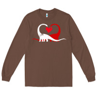 Chestnut funny hearts love dinosaur valentine s day gift boys girls Long Sleeve Tee - minhPixels