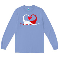 Colony Blue funny hearts love dinosaur valentine s day gift boys girls Long Sleeve Tee - minhPixels
