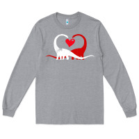 Heather Grey funny hearts love dinosaur valentine s day gift boys girls Long Sleeve Tee - minhPixels