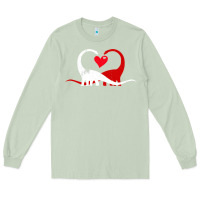 Matcha funny hearts love dinosaur valentine s day gift boys girls Long Sleeve Tee - minhPixels