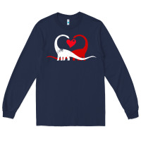 Navy funny hearts love dinosaur valentine s day gift boys girls Long Sleeve Tee - minhPixels