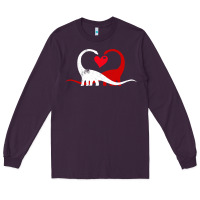 Plum funny hearts love dinosaur valentine s day gift boys girls Long Sleeve Tee - minhPixels