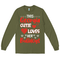 Army Green this georgia cutie loves her bulldogs fun football Long Sleeve Tee - minhPixels