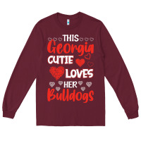 Burgundy this georgia cutie loves her bulldogs fun football Long Sleeve Tee - minhPixels