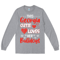 Heather Grey this georgia cutie loves her bulldogs fun football Long Sleeve Tee - minhPixels