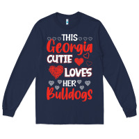 Navy this georgia cutie loves her bulldogs fun football Long Sleeve Tee - minhPixels