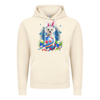 Vintage Artic Bunny Maltese With Egg Basket Easter Flower Hunting Egg Vintage Hoodie - minhPixels