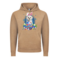 Vintage Coffee Bunny Maltese With Egg Basket Easter Flower Hunting Egg Vintage Hoodie - minhPixels