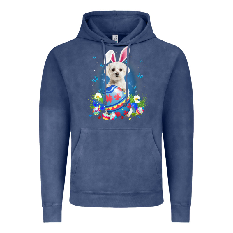 Bunny Maltese With Egg Basket Easter Flower Hunting Egg Vintage Hoodie by minhPixels | Teevron