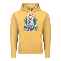 Vintage Mustard Bunny Maltese With Egg Basket Easter Flower Hunting Egg Vintage Hoodie - minhPixels