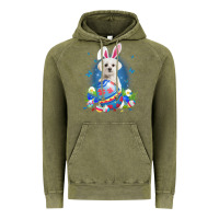 Vintage Olive Bunny Maltese With Egg Basket Easter Flower Hunting Egg Vintage Hoodie - minhPixels