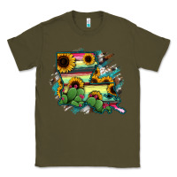 Army Green Louisiana Map Sunflower Cactus Serape Classic Tee - RanaPortraitStore