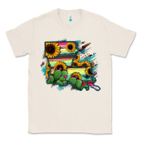 Natural Louisiana Map Sunflower Cactus Serape Classic Tee - RanaPortraitStore