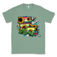 Sage Louisiana Map Sunflower Cactus Serape Classic Tee - RanaPortraitStore
