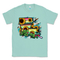 Seafoam Louisiana Map Sunflower Cactus Serape Classic Tee - RanaPortraitStore