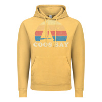 Vintage Mustard Coos Bay Or Vintage Sailboat 70S Throwback Sunset Vintage Hoodie - minhPixels
