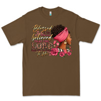 Cacao Blessed is she who has believed afro woman Premium Tee - RanaPortraitStore