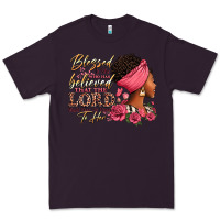 Plum Blessed is she who has believed afro woman Premium Tee - RanaPortraitStore