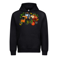 Black fall tractor with pumpkin Urban Hoodie - AdoDesignShop
