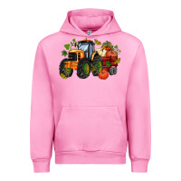 Fuchsia Pink fall tractor with pumpkin Urban Hoodie - AdoDesignShop
