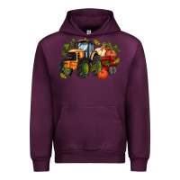 Mauve Wine fall tractor with pumpkin Urban Hoodie - AdoDesignShop