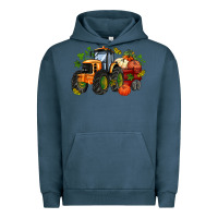 Pigment Midnight Navy fall tractor with pumpkin Urban Hoodie - AdoDesignShop