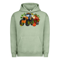 Pigment Oil Green fall tractor with pumpkin Urban Hoodie - AdoDesignShop