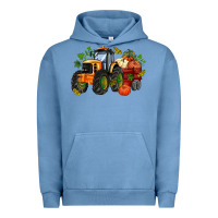 Pigment Pebble Blue fall tractor with pumpkin Urban Hoodie - AdoDesignShop
