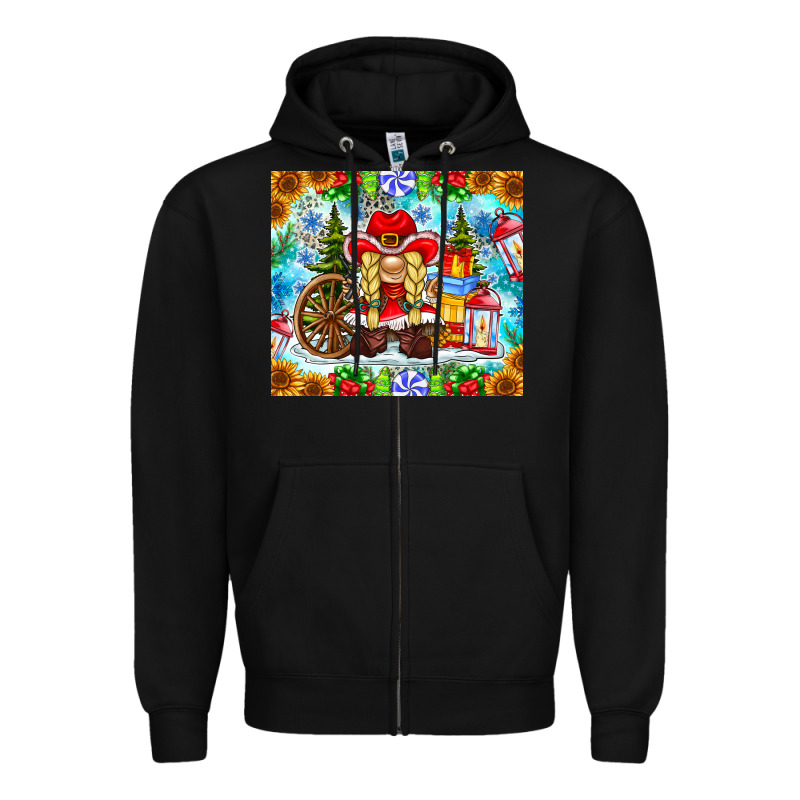 Christmas Cowboy Gnome Zipper Hoodie by CowhideDigitalArt | Teevron