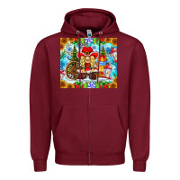 Burgundy Christmas cowboy gnome Zipper Hoodie - CowhideDigitalArt