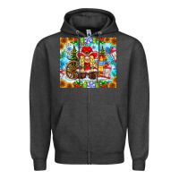 Charcoal Heather Christmas cowboy gnome Zipper Hoodie - CowhideDigitalArt