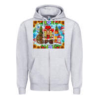 Heather Grey Christmas cowboy gnome Zipper Hoodie - CowhideDigitalArt