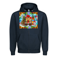 Navy Christmas cowboy gnome Zipper Hoodie - CowhideDigitalArt