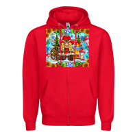 Red Christmas cowboy gnome Zipper Hoodie - CowhideDigitalArt