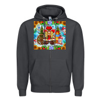 Smoke Christmas cowboy gnome Zipper Hoodie - CowhideDigitalArt
