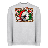 Heather Grey Soccer Ball Christmas With Hat And Candy Cane Heavyweight Sweatshirt - FaDigitalArtStudio