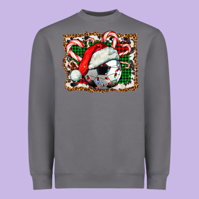 Soccer Ball Christmas With Hat And Candy Cane Heavyweight Sweatshirt Designed By Fadigitalartstudio